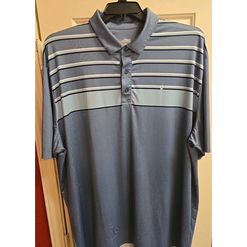 Callaway Polo Golf shirt mens XXL Blue Striped Opti Dri performance